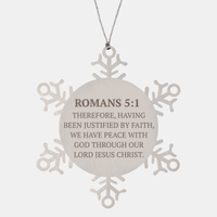 Load image into Gallery viewer, Christian Ornaments For Christmas Tree, Therefore, Having Been Justified By Faith, Religious Christmas Decorations, Scripture Ornaments Gifts, Bible Verse Ornament
