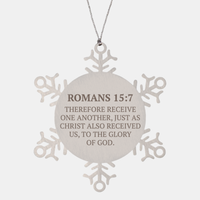 Load image into Gallery viewer, Christian Ornaments For Christmas Tree, Therefore Receive One Another, Religious Christmas Decorations, Scripture Ornaments Gifts, Bible Verse Ornament
