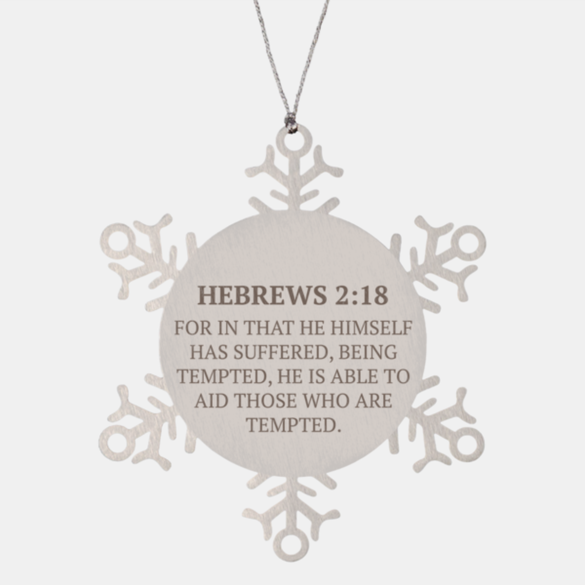 Christian Ornaments For Christmas Tree, For In That He Himself Has Suffered, Religious Christmas Decorations, Scripture Ornaments Gifts, Bible Verse Ornament