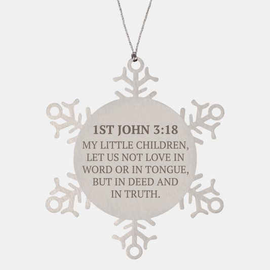 Christian Ornaments For Christmas Tree, My Little Children, Let Us Not Love In Word, Religious Christmas Decorations, Scripture Ornaments Gifts, Bible Verse Ornament