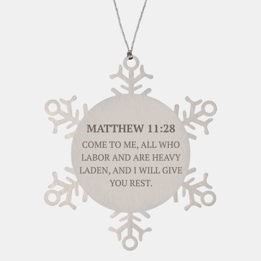 Christian Ornaments For Christmas Tree, Come To Me, All Who Labor And Are Heavy Laden, Religious Christmas Decorations, Scripture Ornaments Gifts, Bible Verse Ornament