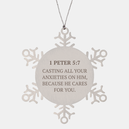 Christian Ornaments For Christmas Tree, Casting All Your Anxieties On Him, Religious Christmas Decorations, Scripture Ornaments Gifts, Bible Verse Ornament