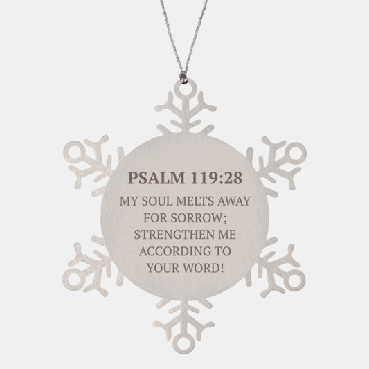Christian Ornaments For Christmas Tree, My Soul Melts Away For Sorrow, Religious Christmas Decorations, Scripture Ornaments Gifts, Bible Verse Ornament