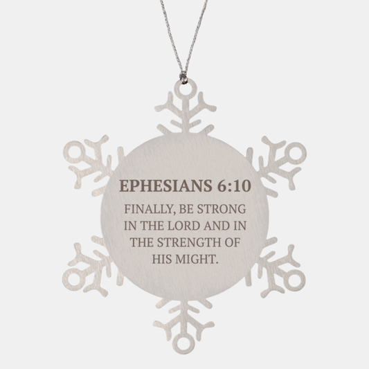 Christian Ornaments For Christmas Tree, Finally, Be Strong In The Lord, Religious Christmas Decorations, Scripture Ornaments Gifts, Bible Verse Ornament