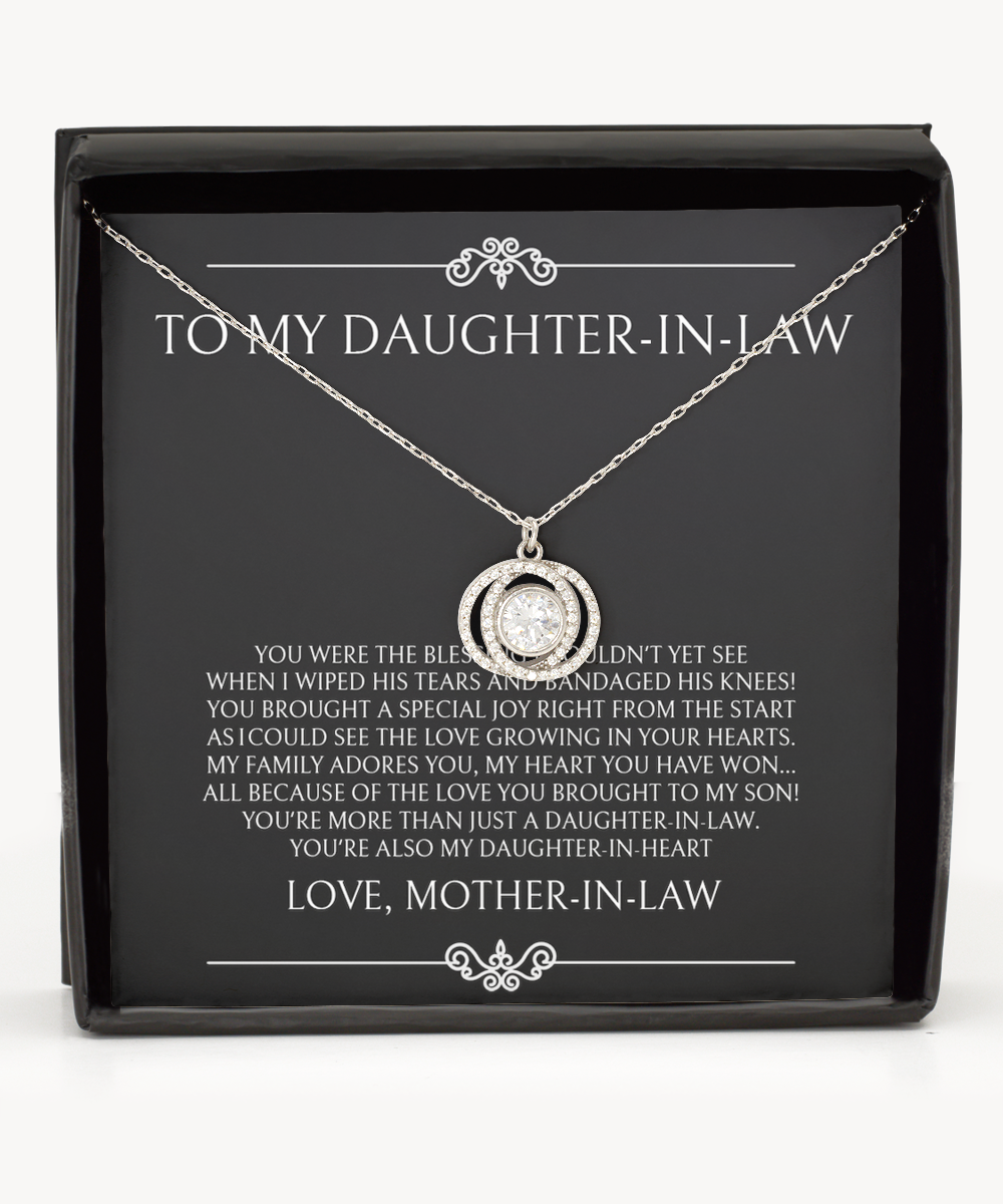 Birthday Card For Daughter in law, Double Crystal Circle Necklace, To My Daughter in law Necklace from Mother in law, Future Daughter in Law Wedding Gifts