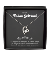Load image into Gallery viewer, Badass Girlfriend Necklace, 1 Year Anniversary For Girlfriends Unique Gifts, Beautiful Birthday Gifts for Her Romantic, To My Badass Girlfriend Solitaire Crystal Necklace For Women
