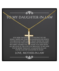 Load image into Gallery viewer, Birthday Card For Daughter in law, Crystal Gold Cross Necklace, To My Daughter in law Necklace from Mother in law, Future Daughter in Law Wedding Gifts
