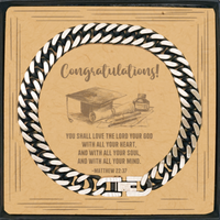 Load image into Gallery viewer, Religious Graduation Cards, You shall love the Lord your God, Bible Verse Cuban Link Chain Bracelet, Christian Graduation Gifts
