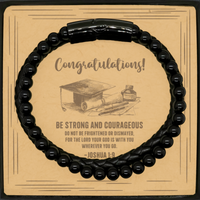 Load image into Gallery viewer, Religious Graduation Cards, Be strong and courageous, Bible Verse Stone Leather Bracelet, Christian Graduation Gifts
