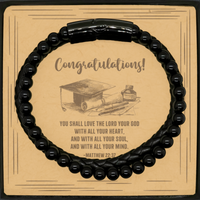 Load image into Gallery viewer, Religious Graduation Cards, You shall love the Lord your God, Bible Verse Stone Leather Bracelet, Christian Graduation Gifts
