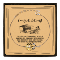 Load image into Gallery viewer, Religious Graduation Cards, Truly I tell you, if you have faith, Bible Verse .925 Sterling Silver Sunflower Bracelet, Christian Graduation Gifts
