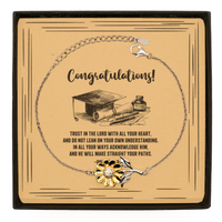 Load image into Gallery viewer, Religious Graduation Cards, Trust in the Lord with all your heart, Bible Verse .925 Sterling Silver Sunflower Bracelet, Christian Graduation Gifts
