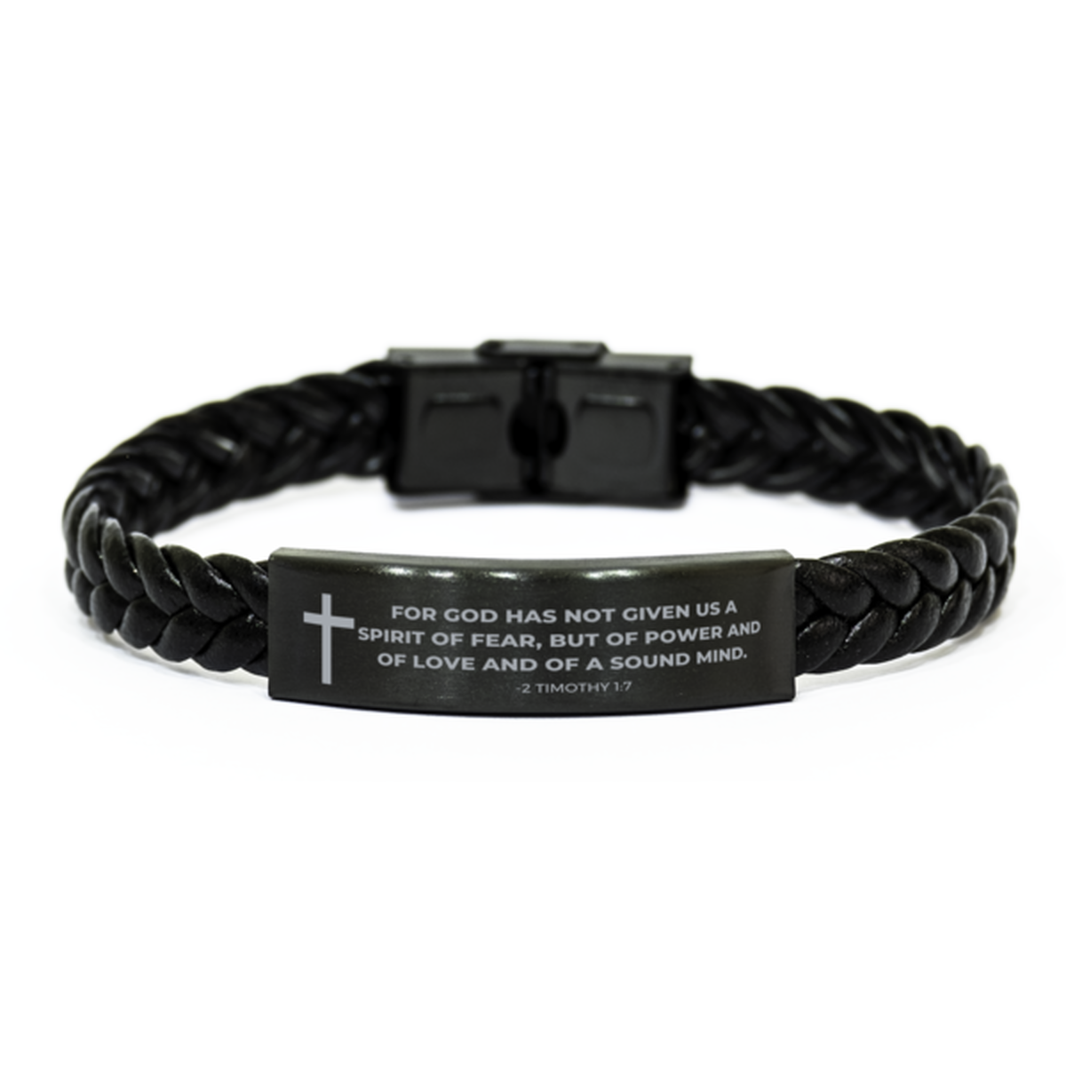 Baptism Gifts For Teenage Boys Girls, Christian Bible Verse Braided Leather Bracelet, For God has not given us, Catholic Confirmation Gifts for Son, Godson, Grandson, Nephew