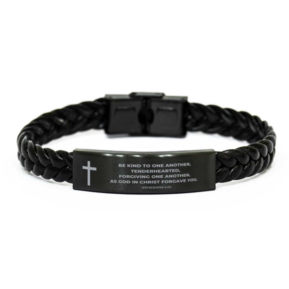 Baptism Gifts For Teenage Boys Girls, Christian Bible Verse Braided Leather Bracelet, Be kind to one another, Catholic Confirmation Gifts for Son, Godson, Grandson, Nephew