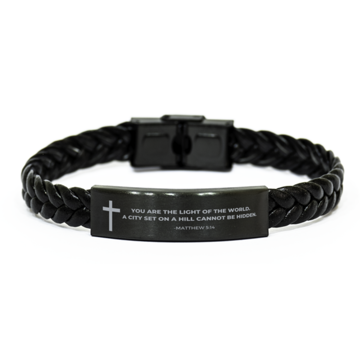 Baptism Gifts For Teenage Boys Girls, Christian Bible Verse Braided Leather Bracelet, You are the light of the world, Catholic Confirmation Gifts for Son, Godson, Grandson, Nephew