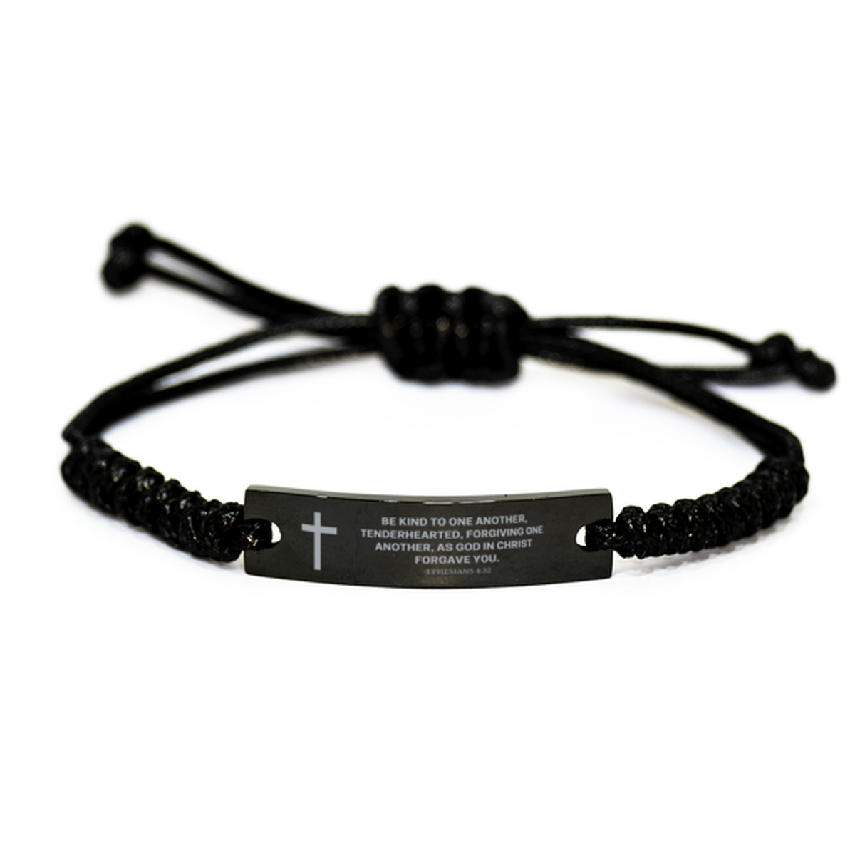 Baptism Gifts For Teenage Boys Girls, Christian Bible Verse Black Rope Bracelet, Be kind to one another, Catholic Confirmation Gifts for Son, Godson, Grandson, Nephew