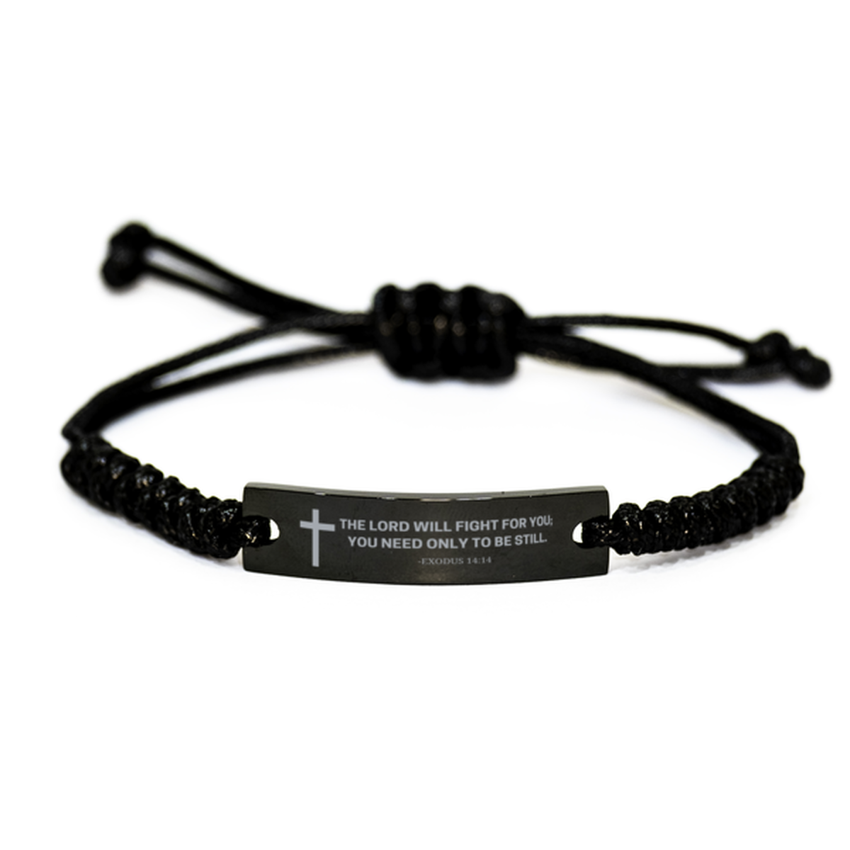 Baptism Gifts For Teenage Boys Girls, Christian Bible Verse Black Rope Bracelet, The Lord will fight for you, Catholic Confirmation Gifts for Son, Godson, Grandson, Nephew