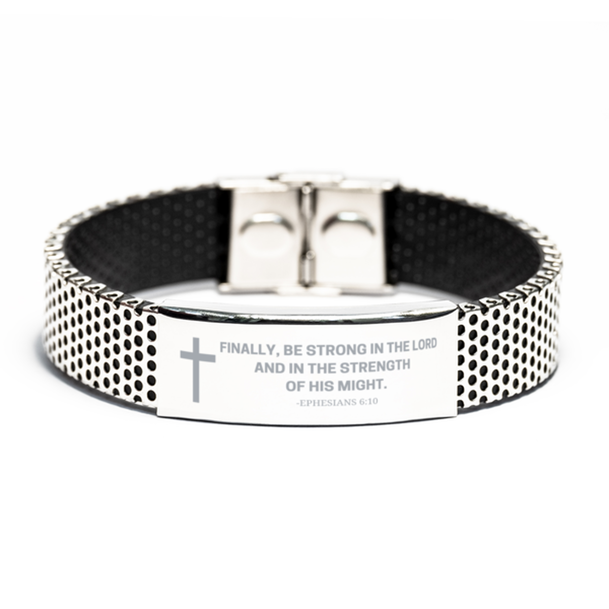 Baptism Gifts For Teenage Boys Girls, Christian Bible Verse Stainless Steel Bracelet, Finally, be strong in the Lord Catholic Confirmation Gifts for Son, Godson, Grandson, Nephew
