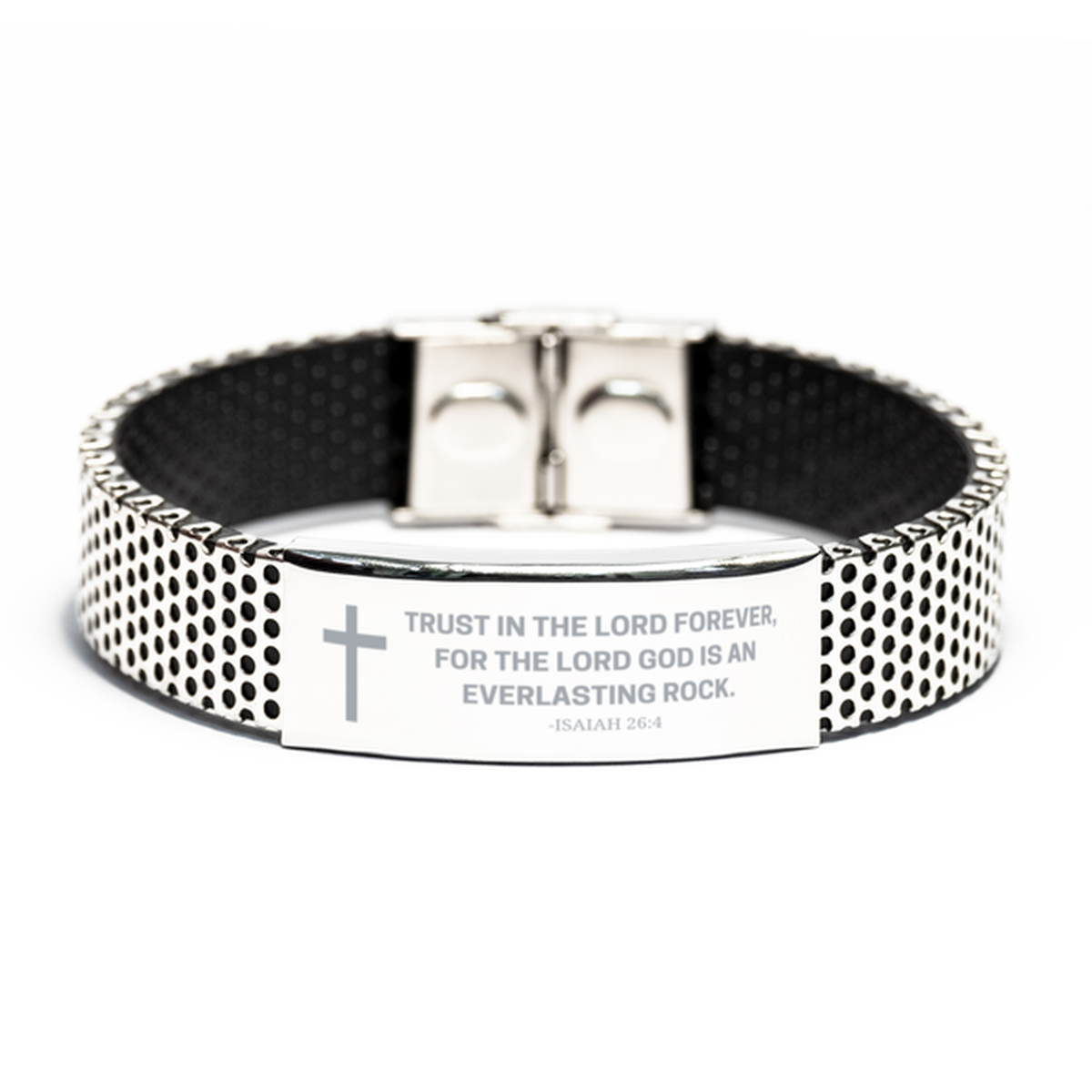 Baptism Gifts For Teenage Boys Girls, Christian Bible Verse Stainless Steel Bracelet, Trust in the Lord forever, Catholic Confirmation Gifts for Son, Godson, Grandson, Nephew
