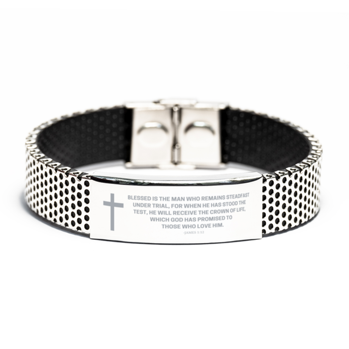 Baptism Gifts For Teenage Boys Girls, Christian Bible Verse Stainless Steel Bracelet, Blessed is the man who remains, Catholic Confirmation Gifts for Son, Godson, Grandson, Nephew