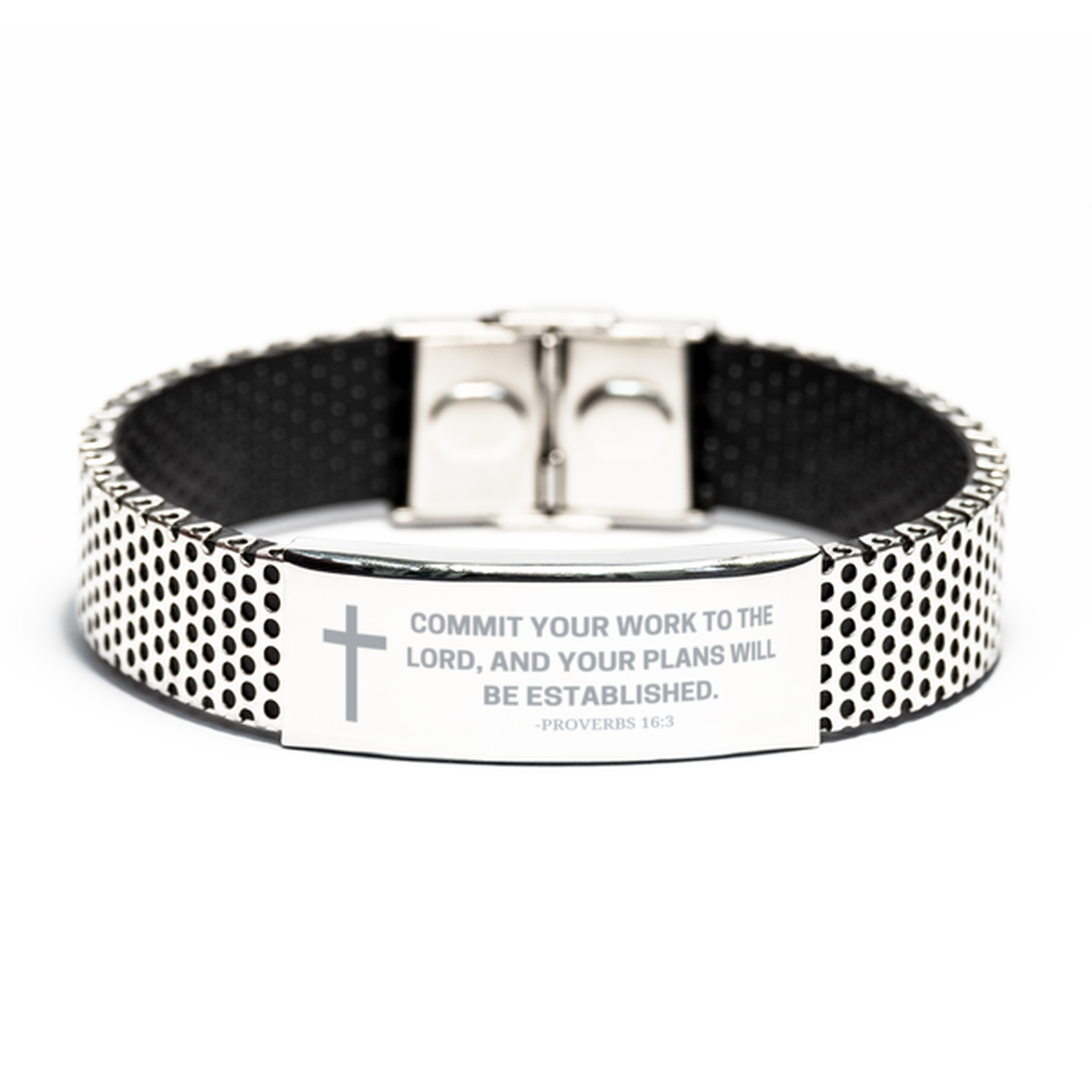 Baptism Gifts For Teenage Boys Girls, Christian Bible Verse Stainless Steel Bracelet, Commit your work to the Lord, Catholic Confirmation Gifts for Son, Godson, Grandson, Nephew