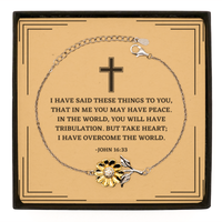 Load image into Gallery viewer, Baptism Gifts For Teenage Boys Girls, Christian Bible Verse Sterling Silver Sunflower Bracelet, I have said these things, Confirmation Gifts, Bible Verse Card for Son, Godson, Grandson
