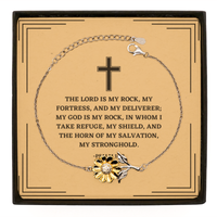 Load image into Gallery viewer, Baptism Gifts For Teenage Boys Girls, Christian Bible Verse Sterling Silver Sunflower Bracelet, The Lord is my rock, Confirmation Gifts, Bible Verse Card for Son, Godson, Grandson
