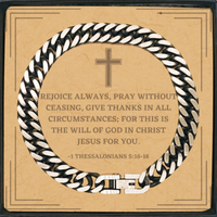 Load image into Gallery viewer, Baptism Gifts For Teenage Boys Girls, Christian Bible Verse Cuban Link Chain Bracelet, Rejoice always, pray without ceasing, Confirmation Gifts, Bible Verse Card for Son, Godson, Grandson
