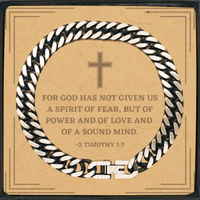 Load image into Gallery viewer, Baptism Gifts For Teenage Boys Girls, Christian Bible Verse Cuban Link Chain Bracelet, For God has not given us, Confirmation Gifts, Bible Verse Card for Son, Godson, Grandson
