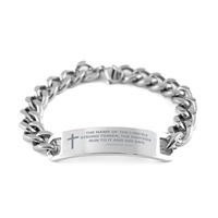 Load image into Gallery viewer, Baptism Gifts For Teenage Boys Girls, Christian Bible Verse Cuban Chain Bracelet, The name of the Lord is a strong, Catholic Confirmation Gifts for Son, Godson, Grandson, Nephew
