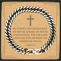 Load image into Gallery viewer, Baptism Gifts For Teenage Boys Girls, Christian Bible Verse Cuban Link Chain Bracelet, For the lord your God will be with you, Confirmation Gifts, Bible Verse Card for Son, Godson, Grandson
