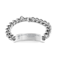Load image into Gallery viewer, Baptism Gifts For Teenage Boys Girls, Christian Bible Verse Cuban Chain Bracelet, Be still and know that I am god, Catholic Confirmation Gifts for Son, Godson, Grandson, Nephew
