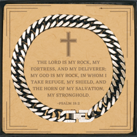 Load image into Gallery viewer, Baptism Gifts For Teenage Boys Girls, Christian Bible Verse Cuban Link Chain Bracelet, The Lord is my rock, Confirmation Gifts, Bible Verse Card for Son, Godson, Grandson
