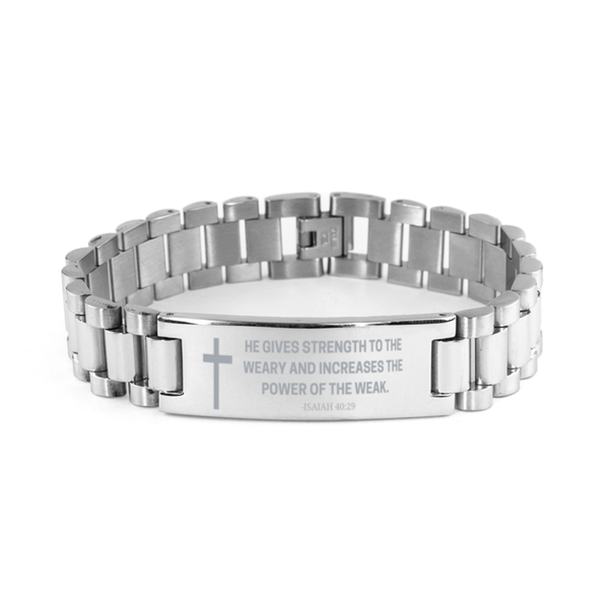 Baptism Gifts For Teenage Boys Girls, Christian Bible Verse Ladder Stainless Steel Bracelet, He gives strength to the weary, Catholic Confirmation Gifts for Son, Godson, Grandson, Nephew