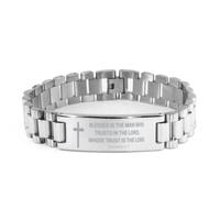 Load image into Gallery viewer, Baptism Gifts For Teenage Boys Girls, Christian Bible Verse Ladder Stainless Steel Bracelet, Blessed is the man who trusts, Catholic Confirmation Gifts for Son, Godson, Grandson, Nephew
