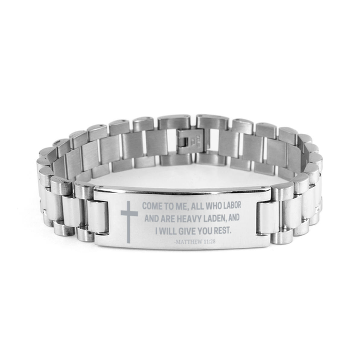 Baptism Gifts For Teenage Boys Girls, Christian Bible Verse Ladder Stainless Steel Bracelet, Come to me, all who labor, Catholic Confirmation Gifts for Son, Godson, Grandson, Nephew