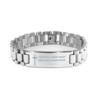 Load image into Gallery viewer, Baptism Gifts For Teenage Boys Girls, Christian Bible Verse Ladder Stainless Steel Bracelet, I can do all things through Christ, Catholic Confirmation Gifts for Son, Godson, Grandson, Nephew
