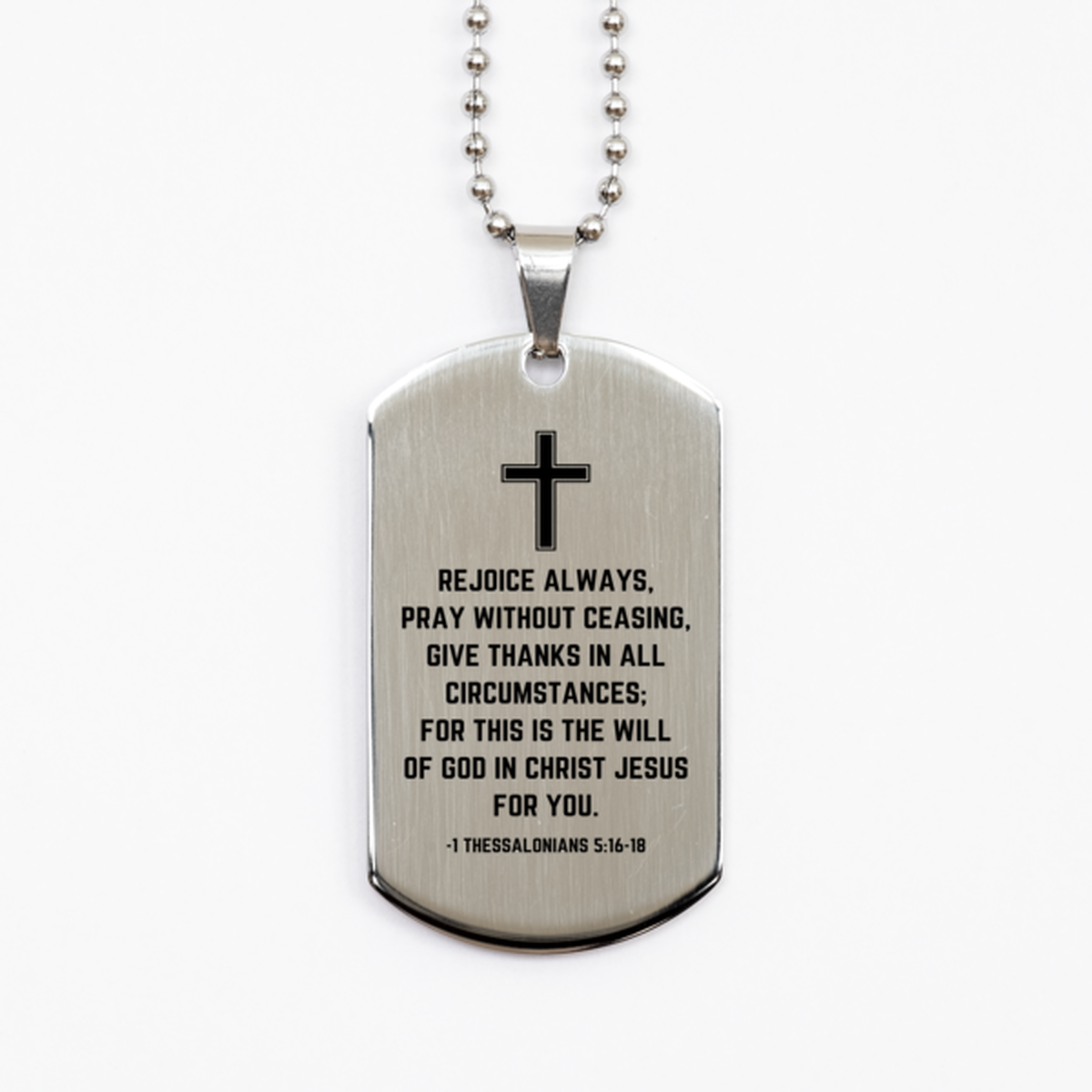 Baptism Gifts For Teenage Boys Girls, Christian Bible Verse Silver Dog Tag, Rejoice always, pray without ceasing, Confirmation Gifts, Bible Verse Necklace for Son, Godson, Grandson, Nephew