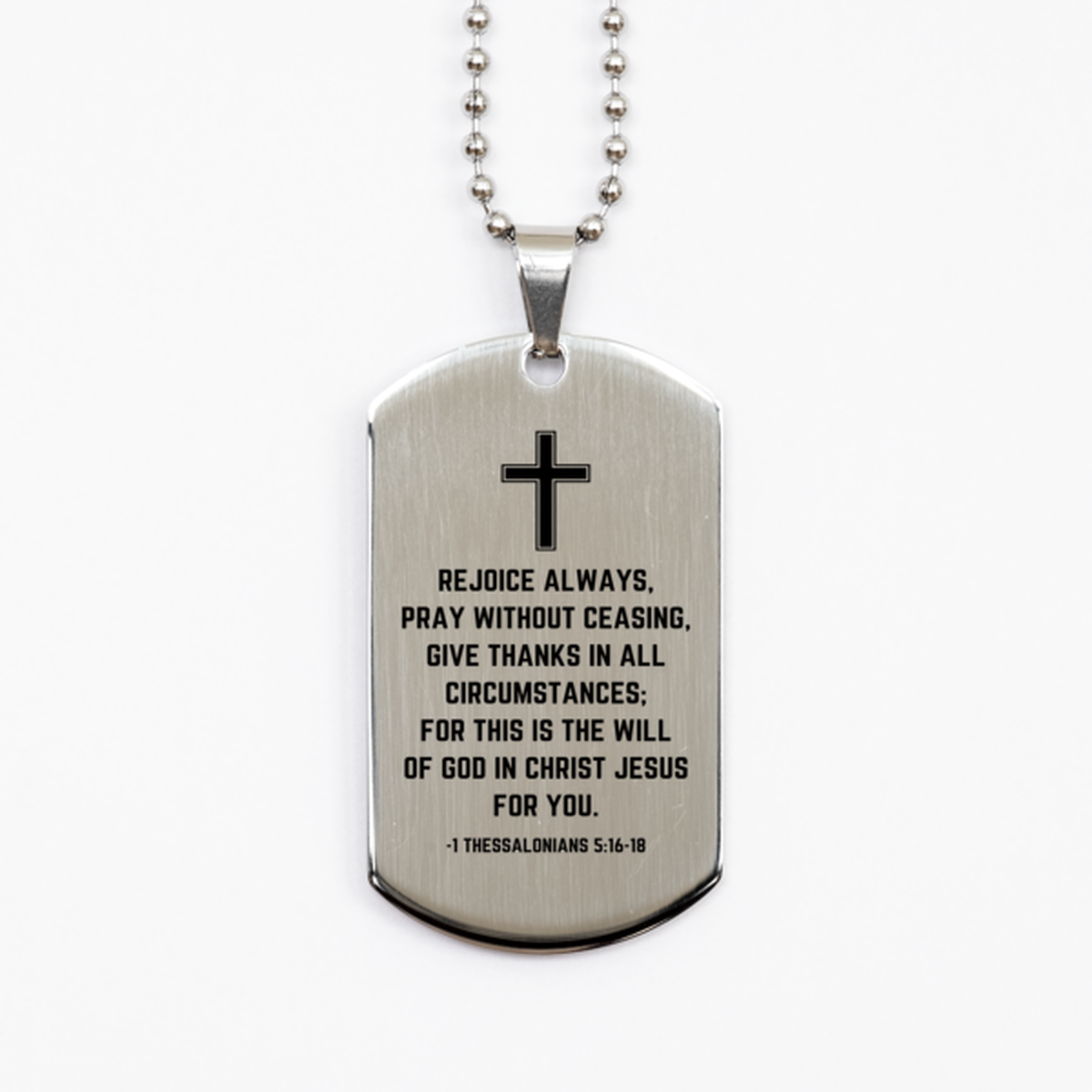 Baptism Gifts For Teenage Boys Girls, Christian Bible Verse Silver Dog Tag, Rejoice always, pray without ceasing, Confirmation Gifts, Bible Verse Necklace for Son, Godson, Grandson, Nephew