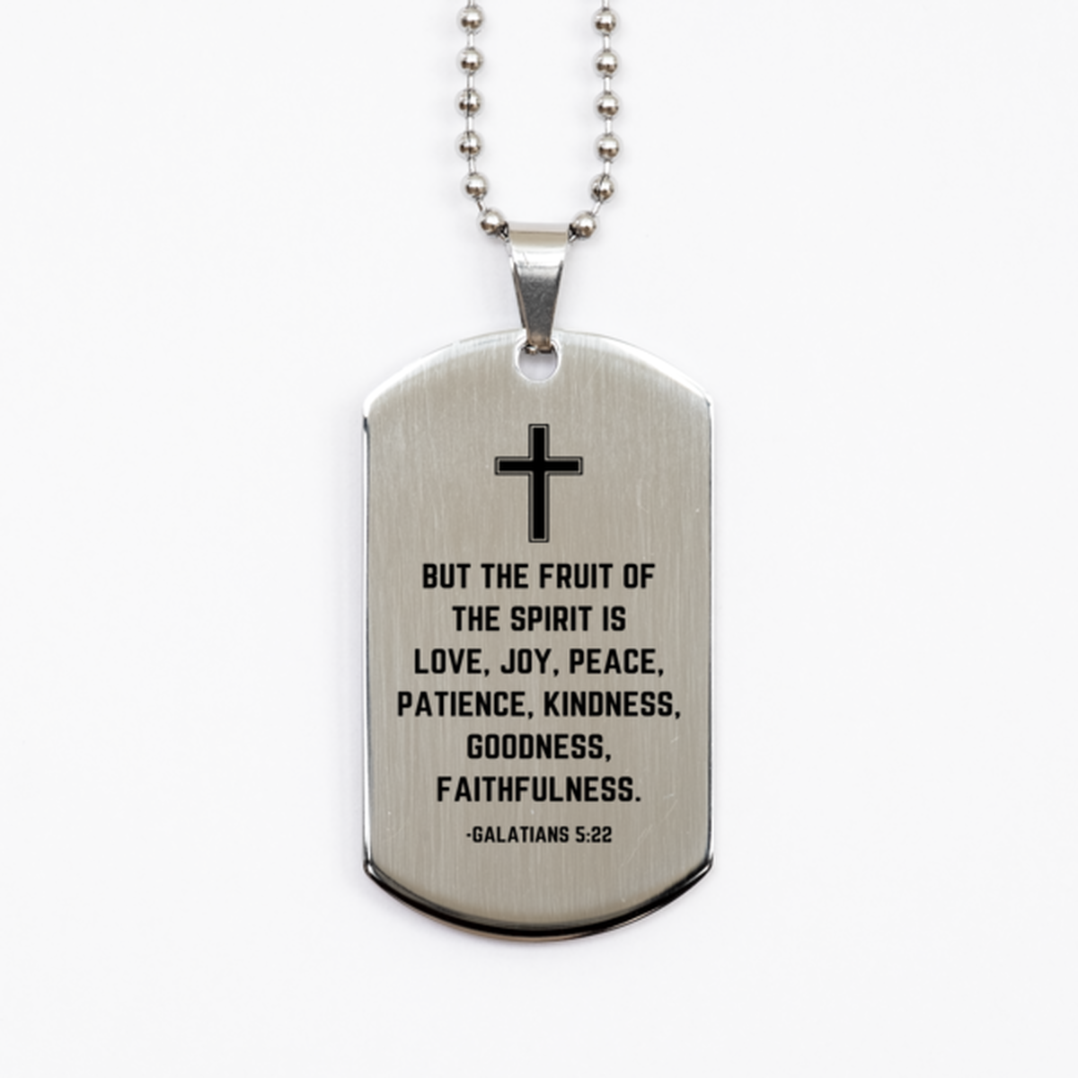 Baptism Gifts For Teenage Boys Girls, Christian Bible Verse Silver Dog Tag, But the fruit of the Spirit, Confirmation Gifts, Bible Verse Necklace for Son, Godson, Grandson, Nephew
