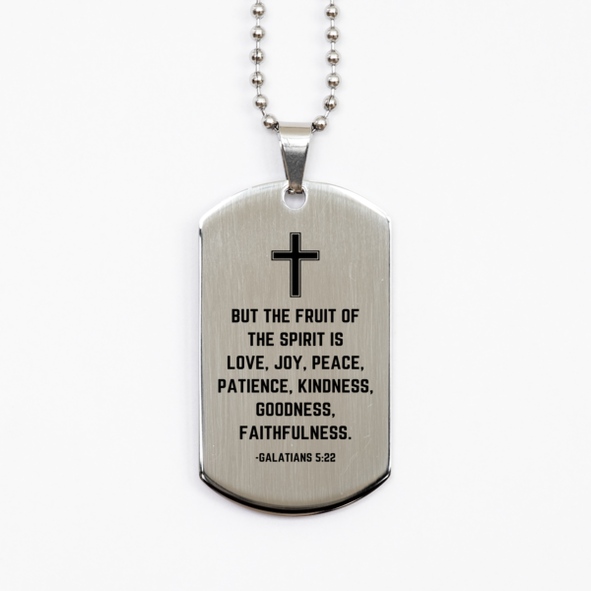 Baptism Gifts For Teenage Boys Girls, Christian Bible Verse Silver Dog Tag, But the fruit of the Spirit, Confirmation Gifts, Bible Verse Necklace for Son, Godson, Grandson, Nephew