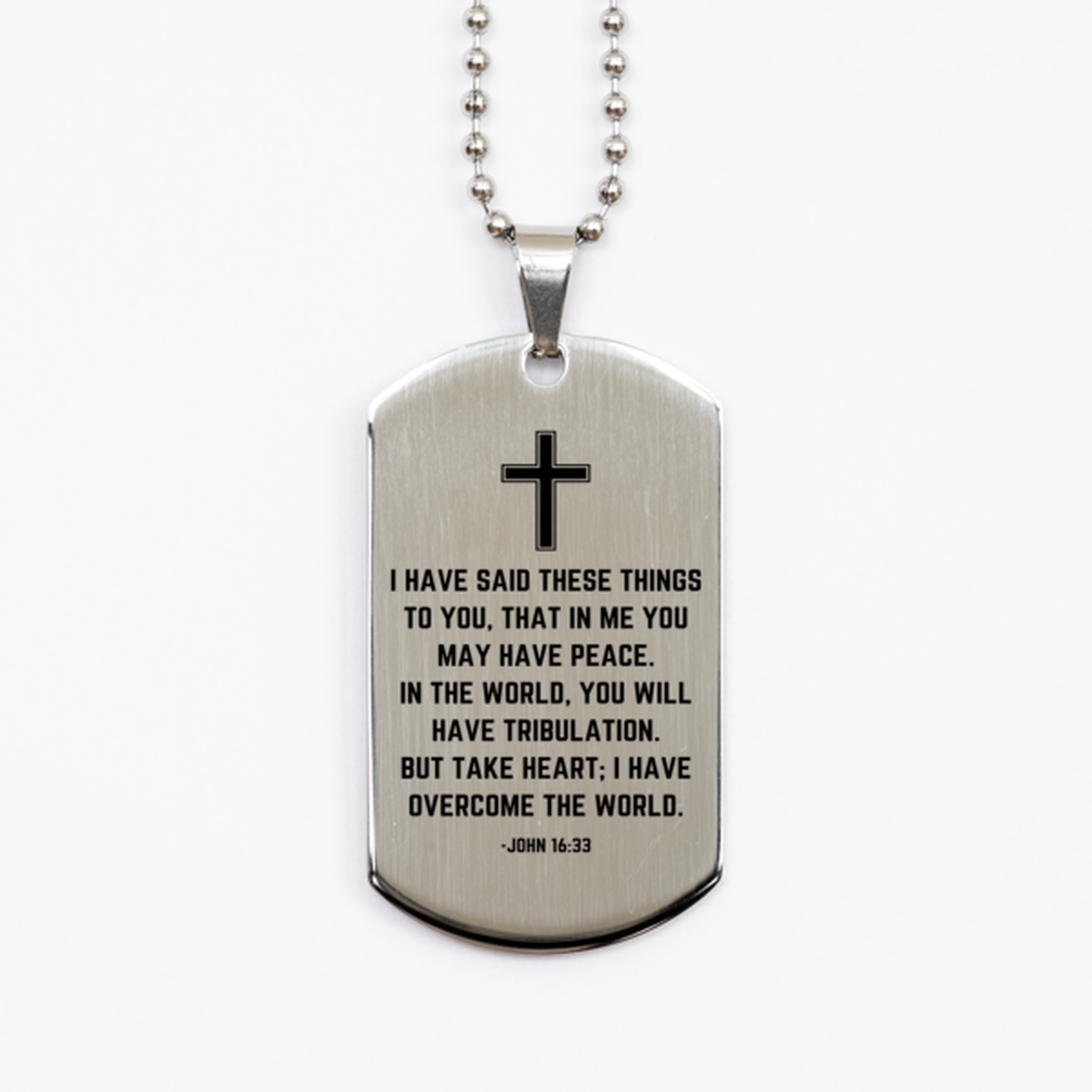 Baptism Gifts For Teenage Boys Girls, Christian Bible Verse Silver Dog Tag, I have said these things, Confirmation Gifts, Bible Verse Necklace for Son, Godson, Grandson, Nephew