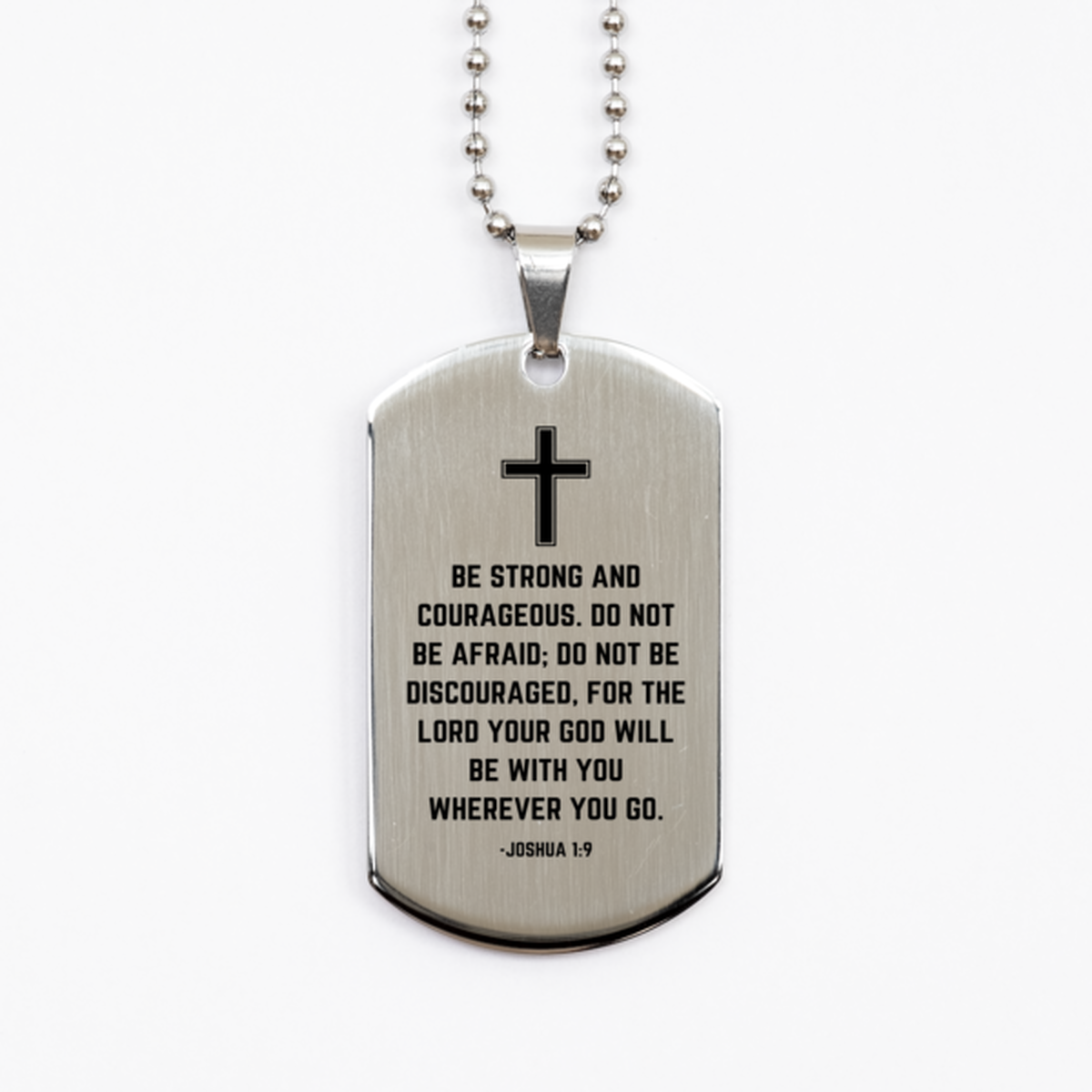 Baptism Gifts For Teenage Boys Girls, Christian Bible Verse Silver Dog Tag, For the lord your God will be with you, Confirmation Gifts, Bible Verse Necklace for Son, Godson, Grandson, Nephew