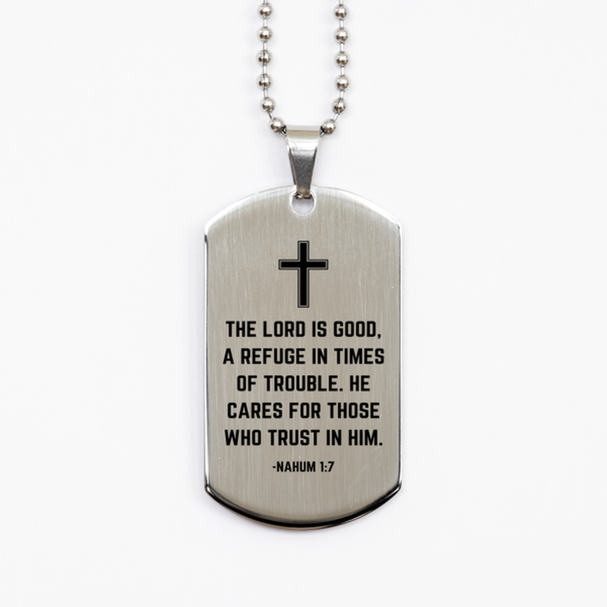 Baptism Gifts For Teenage Boys Girls, Christian Bible Verse Silver Dog Tag, The Lord is good, Confirmation Gifts, Bible Verse Necklace for Son, Godson, Grandson, Nephew