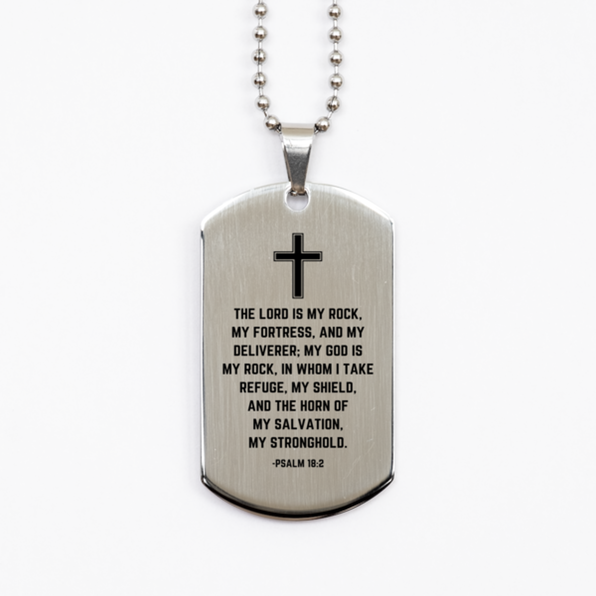 Baptism Gifts For Teenage Boys Girls, Christian Bible Verse Silver Dog Tag, The Lord is my rock, Confirmation Gifts, Bible Verse Necklace for Son, Godson, Grandson, Nephew