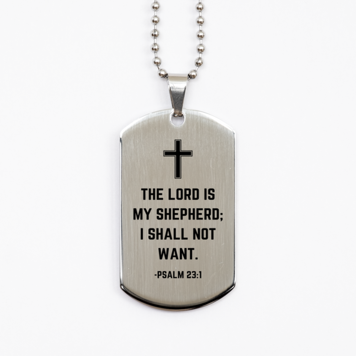 Baptism Gifts For Teenage Boys Girls, Christian Bible Verse Silver Dog Tag, The Lord is my shepherd, Confirmation Gifts, Bible Verse Necklace for Son, Godson, Grandson, Nephew
