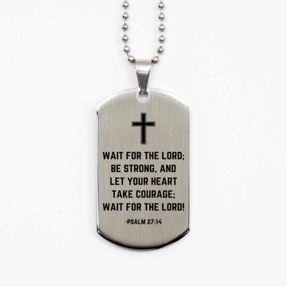 Baptism Gifts For Teenage Boys Girls, Christian Bible Verse Silver Dog Tag, Wait for the Lord, Confirmation Gifts, Bible Verse Necklace for Son, Godson, Grandson, Nephew