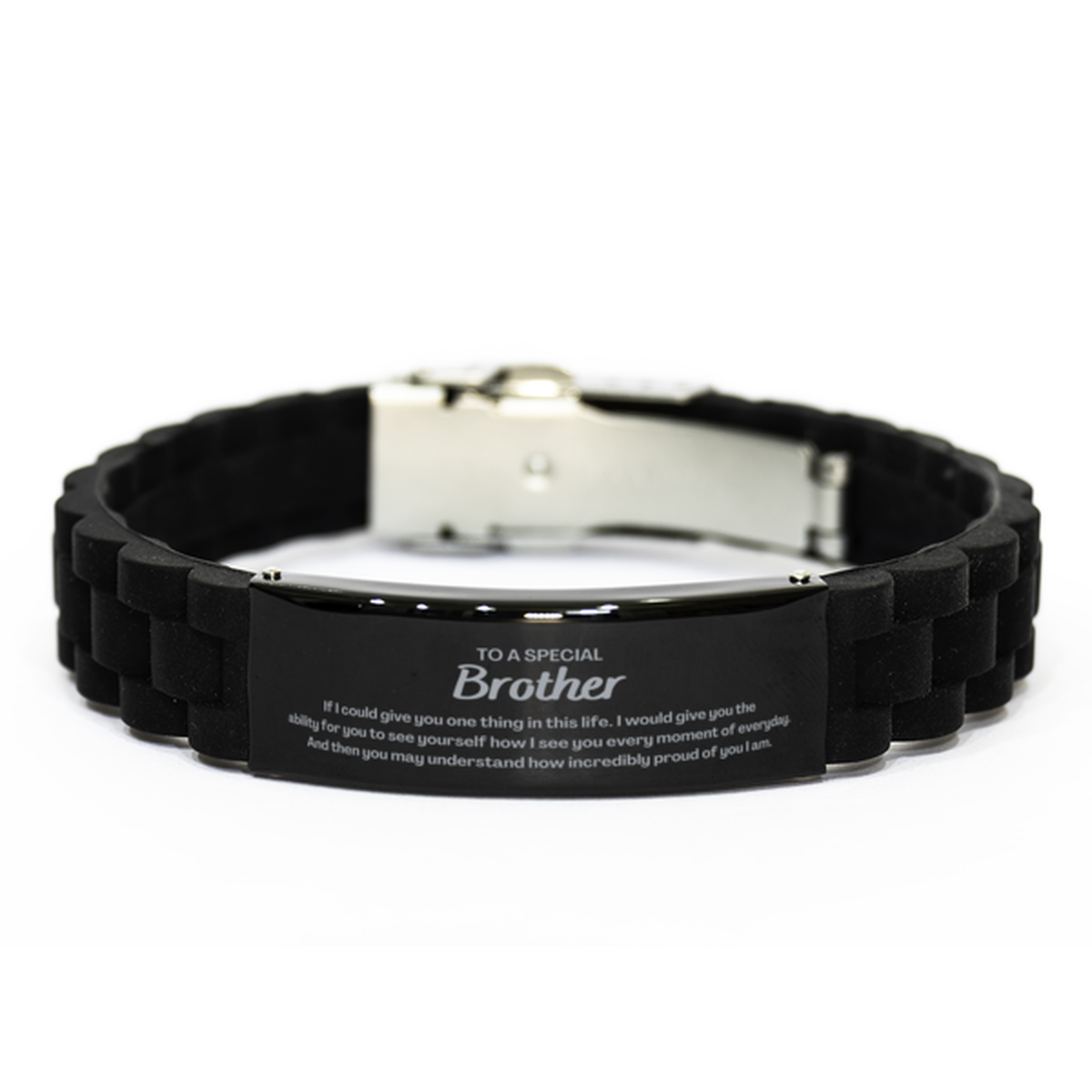 To My Brother Black Glidelock Clasp Bracelet, Gifts For Brother Engraved, Inspirational Gifts for Christmas Birthday, Epic Gifts for Brother To A Special Brother how incredibly proud of you I am