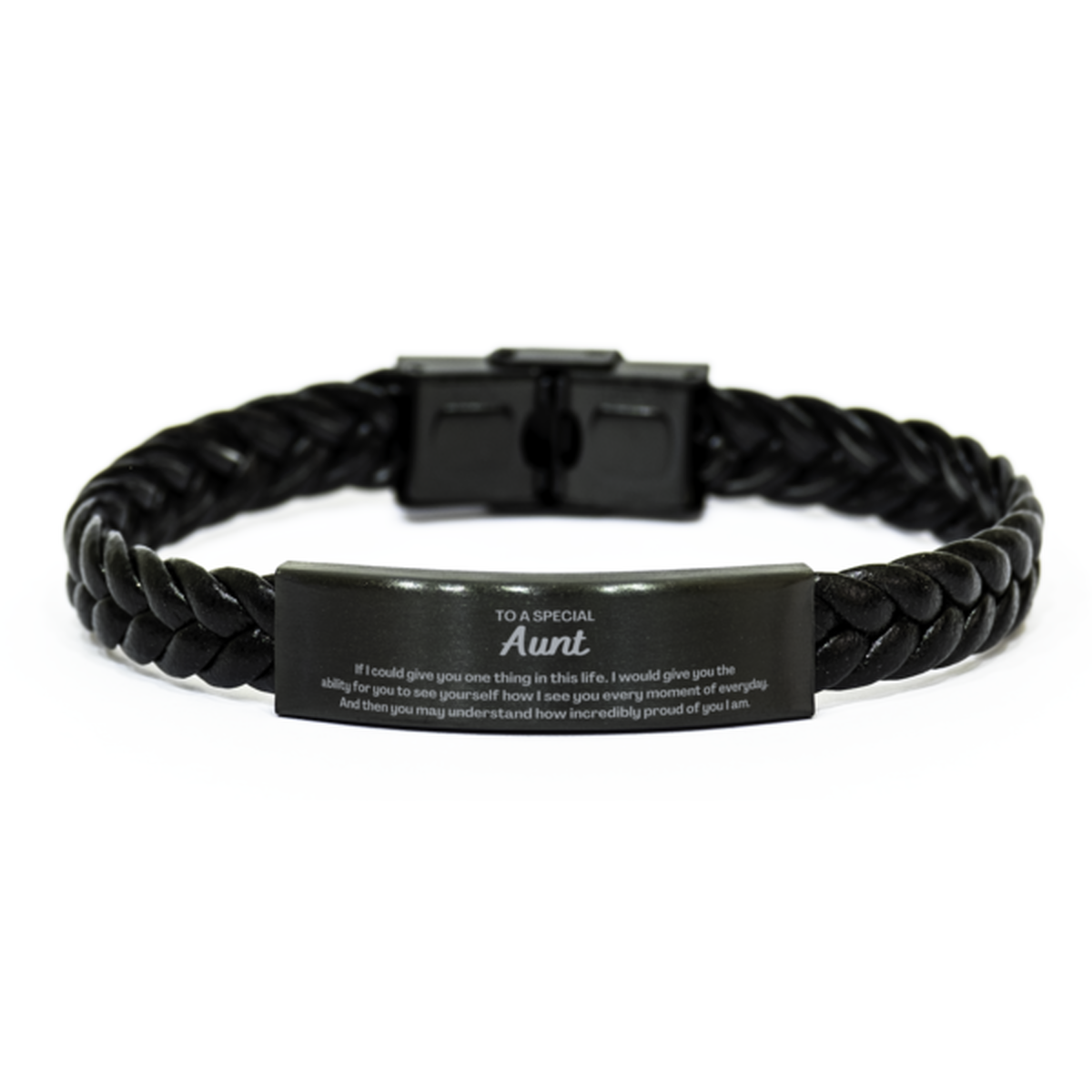 To My Aunt Braided Leather Bracelet, Gifts For Aunt Engraved, Inspirational Gifts for Christmas Birthday, Epic Gifts for Aunt To A Special Aunt how incredibly proud of you I am