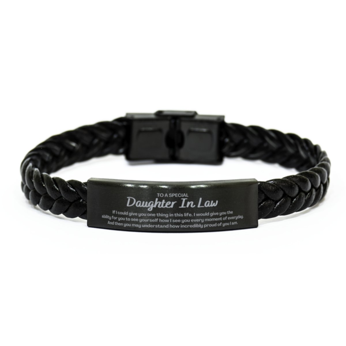 To My Daughter In Law Braided Leather Bracelet, Gifts For Daughter In Law Engraved, Inspirational Gifts for Christmas Birthday, Epic Gifts for Daughter In Law To A Special Daughter In Law how incredibly proud of you I am